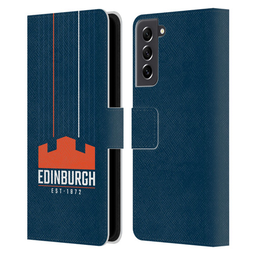 Edinburgh Rugby Logo Art Vertical Stripes Leather Book Wallet Case Cover For Samsung Galaxy S21 FE 5G