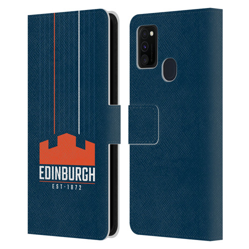 Edinburgh Rugby Logo Art Vertical Stripes Leather Book Wallet Case Cover For Samsung Galaxy M30s (2019)/M21 (2020)