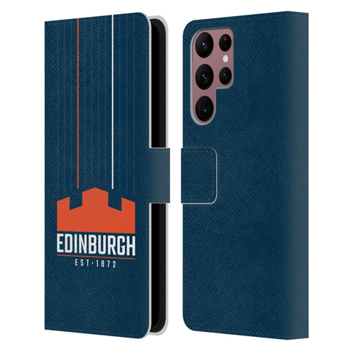 Edinburgh Rugby Logo Art Vertical Stripes Leather Book Wallet Case Cover For Samsung Galaxy S22 Ultra 5G