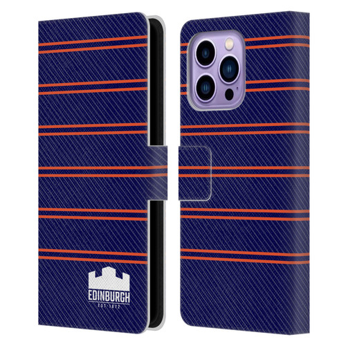 Edinburgh Rugby Logo 2 Stripes Leather Book Wallet Case Cover For Apple iPhone 14 Pro Max