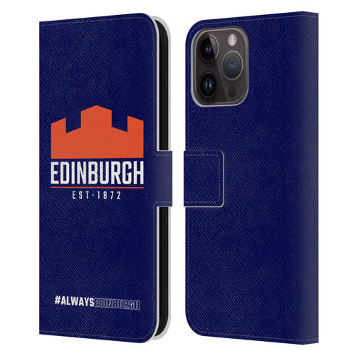 Edinburgh Rugby Logo 2 Always Edinburgh Leather Book Wallet Case Cover For Apple iPhone 15 Pro Max