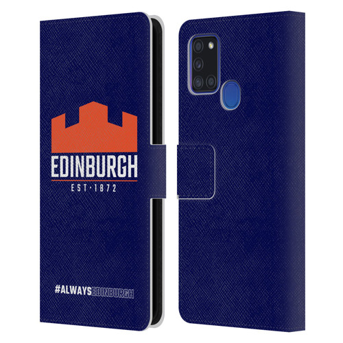 Edinburgh Rugby Logo 2 Always Edinburgh Leather Book Wallet Case Cover For Samsung Galaxy A21s (2020)