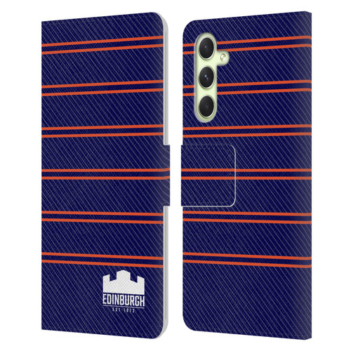 Edinburgh Rugby Logo 2 Stripes Leather Book Wallet Case Cover For Samsung Galaxy A54 5G