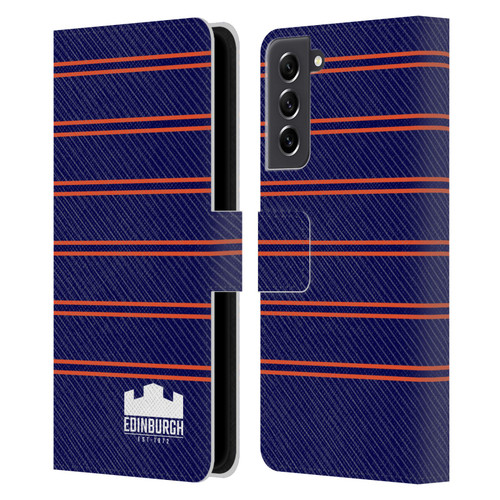 Edinburgh Rugby Logo 2 Stripes Leather Book Wallet Case Cover For Samsung Galaxy S21 FE 5G