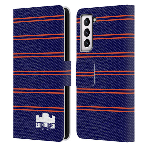 Edinburgh Rugby Logo 2 Stripes Leather Book Wallet Case Cover For Samsung Galaxy S21 5G