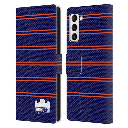 Edinburgh Rugby Logo 2 Stripes Leather Book Wallet Case Cover For Samsung Galaxy S21+ 5G