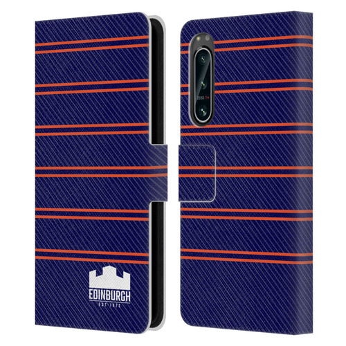 Edinburgh Rugby Logo 2 Stripes Leather Book Wallet Case Cover For Sony Xperia 5 IV
