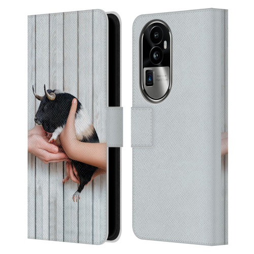 Pixelmated Animals Surreal Wildlife Guinea Bull Leather Book Wallet Case Cover For OPPO Reno10 Pro+