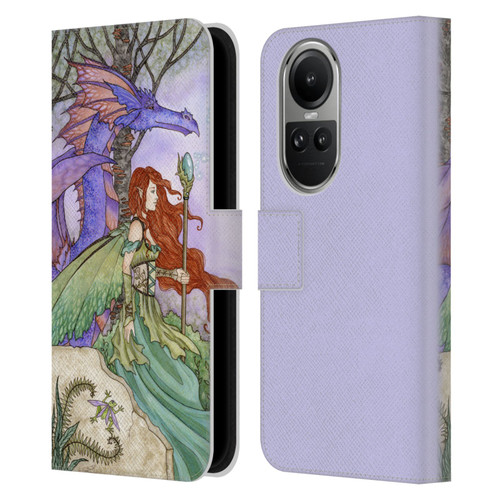 Amy Brown Magical Fairies Fairy On A Journey With Dragon Leather Book Wallet Case Cover For OPPO Reno10 5G / Reno10 Pro 5G