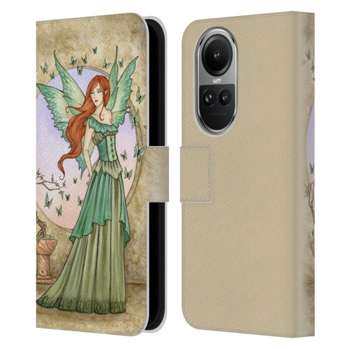 Amy Brown Magical Fairies Green Fairy With Butterflies Leather Book Wallet Case Cover For OPPO Reno10 5G / Reno10 Pro 5G