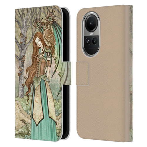 Amy Brown Magical Fairies Garden Forest Fairy With Owl Leather Book Wallet Case Cover For OPPO Reno10 5G / Reno10 Pro 5G