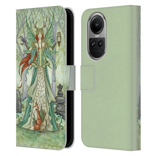 Amy Brown Magical Fairies Mother Nature Fairy, Fox & Owl Leather Book Wallet Case Cover For OPPO Reno10 5G / Reno10 Pro 5G
