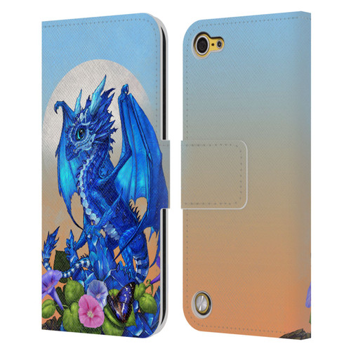 Stanley Morrison Art Blue Sapphire Dragon & Flowers Leather Book Wallet Case Cover For Apple iPod Touch 5G 5th Gen