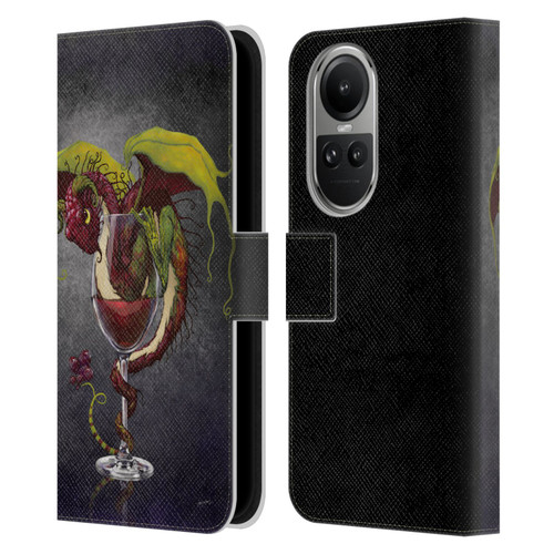 Stanley Morrison Art Red Wine, Dragon, And Grapes Leather Book Wallet Case Cover For OPPO Reno10 5G / Reno10 Pro 5G