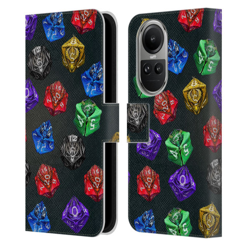 Stanley Morrison Art Six Dragons Gaming Dice Set Leather Book Wallet Case Cover For OPPO Reno10 5G / Reno10 Pro 5G