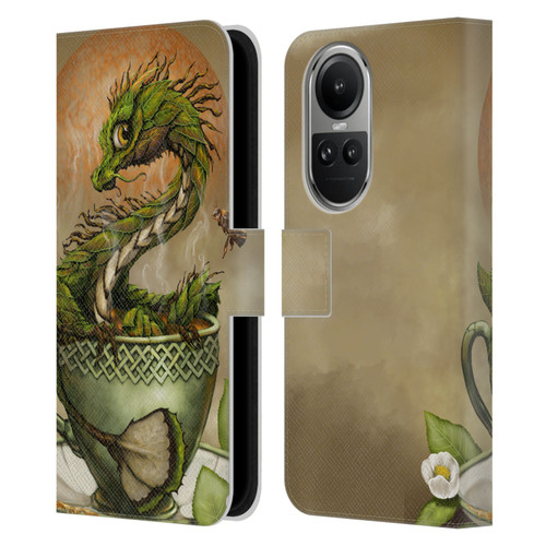 Stanley Morrison Dragons 2 Green Hot Tea In Cup Leather Book Wallet Case Cover For OPPO Reno10 5G / Reno10 Pro 5G