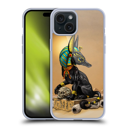 Stanley Morrison Art Egyptian Black Jackal Anubis Soft Gel Case for Apple iPhone 15 Plus