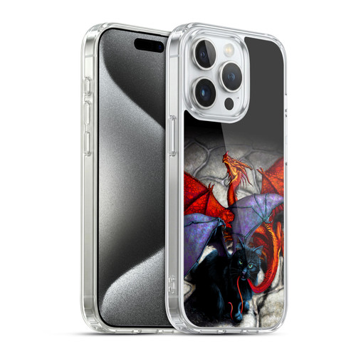 Stanley Morrison Art Bat Winged Black Cat & Dragon Soft Gel Case for Apple iPhone 15 Pro & MagSafe