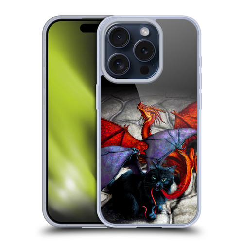 Stanley Morrison Art Bat Winged Black Cat & Dragon Soft Gel Case for Apple iPhone 15 Pro