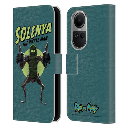 Rick And Morty Season 3 Character Art Pickle Rick Leather Book Wallet Case Cover For OPPO Reno10 5G / Reno10 Pro 5G