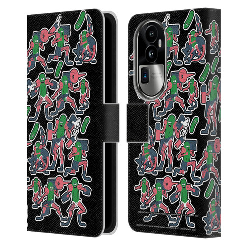 Rick And Morty Season 3 Character Art Pickle Rick Stickers Print Leather Book Wallet Case Cover For OPPO Reno10 Pro+