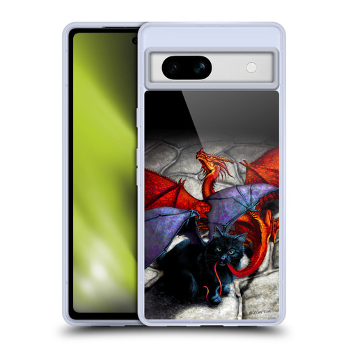 Stanley Morrison Art Bat Winged Black Cat & Dragon Soft Gel Case for Google Pixel 7a