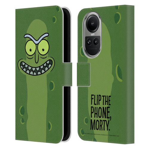 Rick And Morty Season 3 Graphics Pickle Rick Leather Book Wallet Case Cover For OPPO Reno10 5G / Reno10 Pro 5G