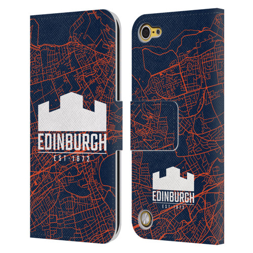 Edinburgh Rugby Graphics Map Leather Book Wallet Case Cover For Apple iPod Touch 5G 5th Gen