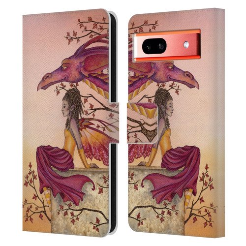 Amy Brown Elemental Fairies Greeting The Dawn Leather Book Wallet Case Cover For Google Pixel 7a