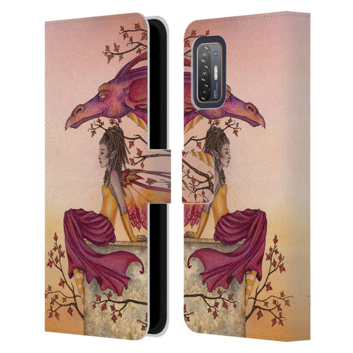 Amy Brown Elemental Fairies Greeting The Dawn Leather Book Wallet Case Cover For HTC Desire 21 Pro 5G