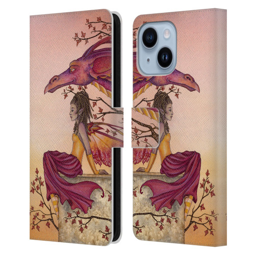 Amy Brown Elemental Fairies Greeting The Dawn Leather Book Wallet Case Cover For Apple iPhone 14 Plus