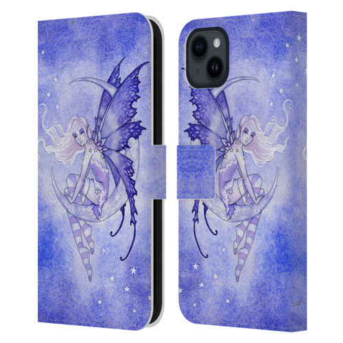 Amy Brown Elemental Fairies Moon Fairy Leather Book Wallet Case Cover For Apple iPhone 15 Plus