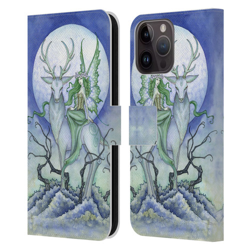 Amy Brown Elemental Fairies Midnight Fairy Leather Book Wallet Case Cover For Apple iPhone 15 Pro Max