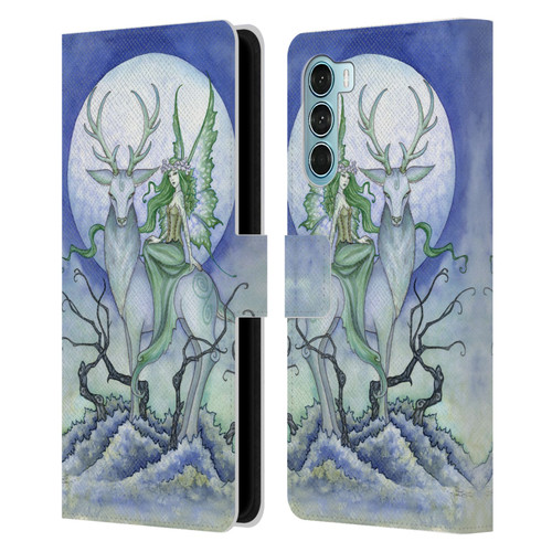 Amy Brown Elemental Fairies Midnight Fairy Leather Book Wallet Case Cover For Motorola Edge S30 / Moto G200 5G