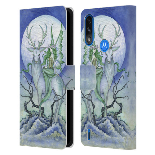 Amy Brown Elemental Fairies Midnight Fairy Leather Book Wallet Case Cover For Motorola Moto E7 Power / Moto E7i Power