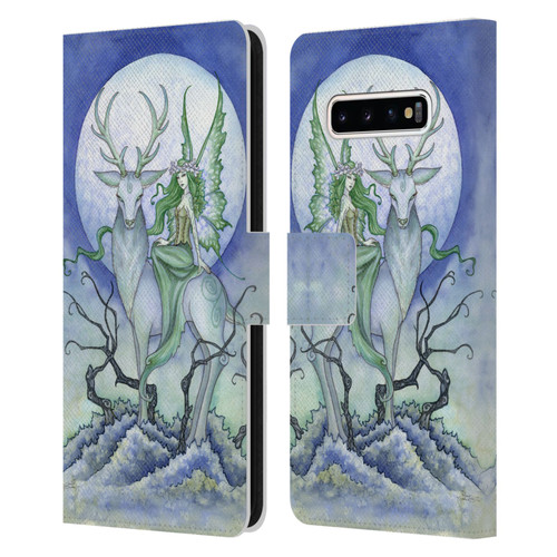 Amy Brown Elemental Fairies Midnight Fairy Leather Book Wallet Case Cover For Samsung Galaxy S10+ / S10 Plus