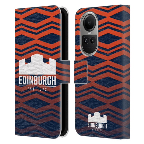 Edinburgh Rugby Graphics Pattern Gradient Leather Book Wallet Case Cover For OPPO Reno10 5G / Reno10 Pro 5G