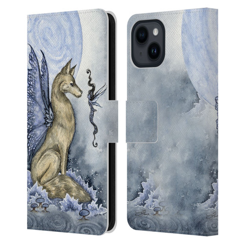 Amy Brown Folklore Wolf Moon Leather Book Wallet Case Cover For Apple iPhone 15