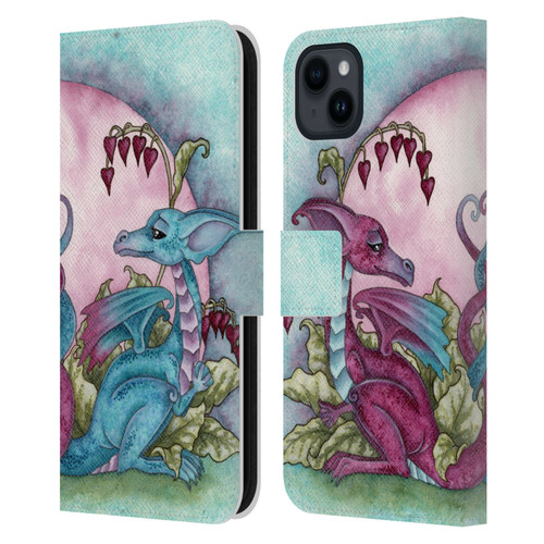 Amy Brown Folklore Love Dragons Leather Book Wallet Case Cover For Apple iPhone 15 Plus