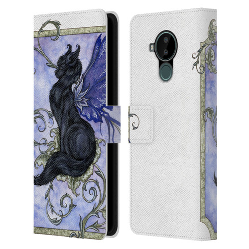 Amy Brown Folklore Fairy Cat Leather Book Wallet Case Cover For Nokia C30