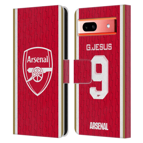 Arsenal FC 2023/24 Players Home Kit Gabriel Jesus Leather Book Wallet Case Cover For Google Pixel 7a