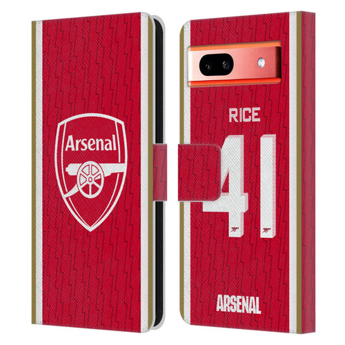 Arsenal FC 2023/24 Players Home Kit Declan Rice Leather Book Wallet Case Cover For Google Pixel 7a