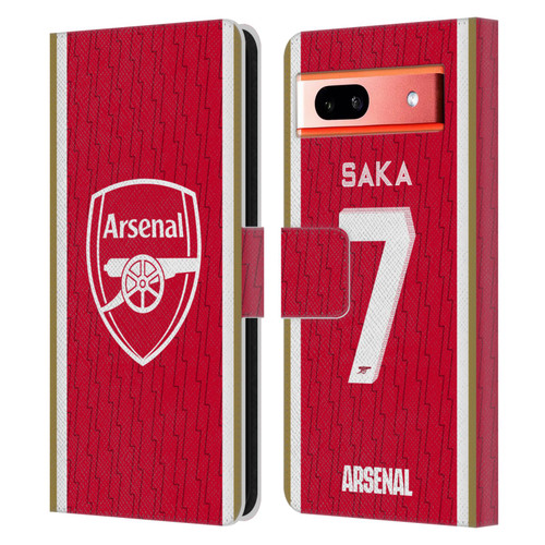 Arsenal FC 2023/24 Players Home Kit Bukayo Saka Leather Book Wallet Case Cover For Google Pixel 7a