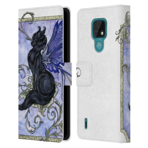 Amy Brown Folklore Fairy Cat Leather Book Wallet Case Cover For Motorola Moto E7