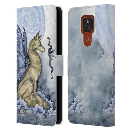 Amy Brown Folklore Wolf Moon Leather Book Wallet Case Cover For Motorola Moto E7 Plus