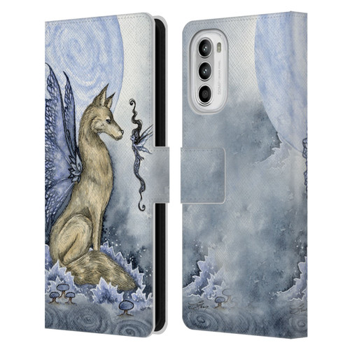 Amy Brown Folklore Wolf Moon Leather Book Wallet Case Cover For Motorola Moto G52