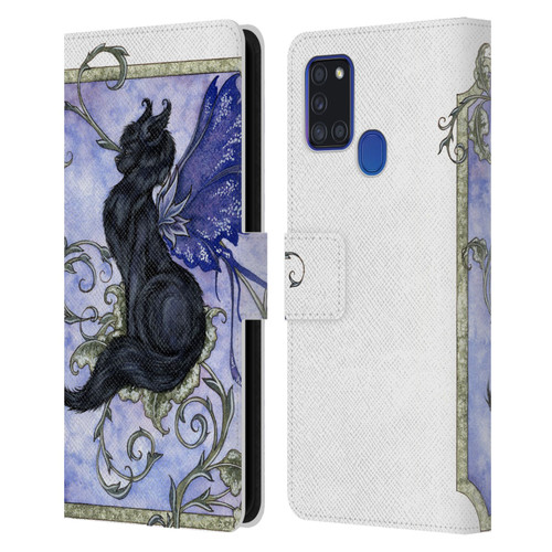 Amy Brown Folklore Fairy Cat Leather Book Wallet Case Cover For Samsung Galaxy A21s (2020)