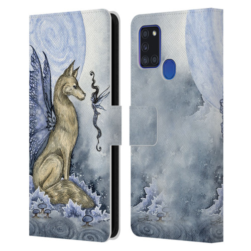 Amy Brown Folklore Wolf Moon Leather Book Wallet Case Cover For Samsung Galaxy A21s (2020)