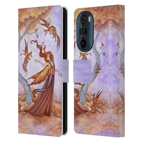 Amy Brown Lovely Fairies Autumn Companion Leather Book Wallet Case Cover For Motorola Edge 30