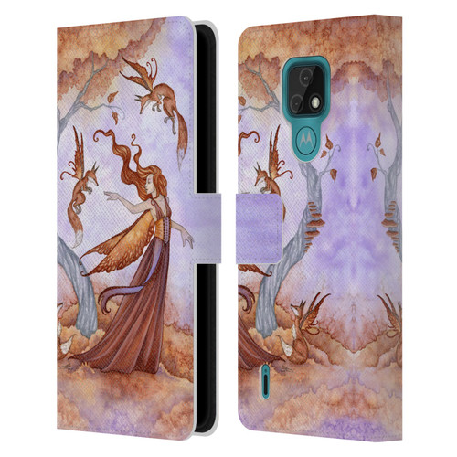 Amy Brown Lovely Fairies Autumn Companion Leather Book Wallet Case Cover For Motorola Moto E7